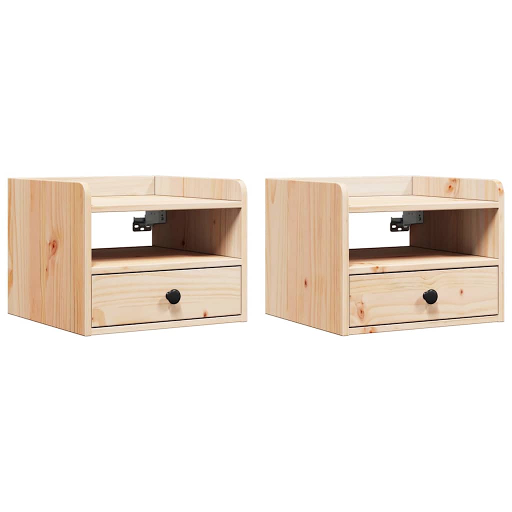 Nachttisch 2 pcs Braun 38 x 36 x 29,5 cm Massivholz Kiefer